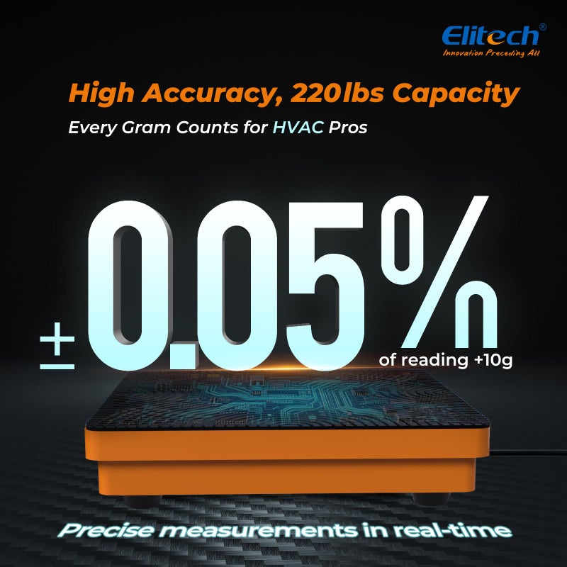 Elitech LMC-100A+ 220Lbs Refrigerant Scale Electronic Freon Charging Recovery Weight Scale for HVAC with Case - Image 3